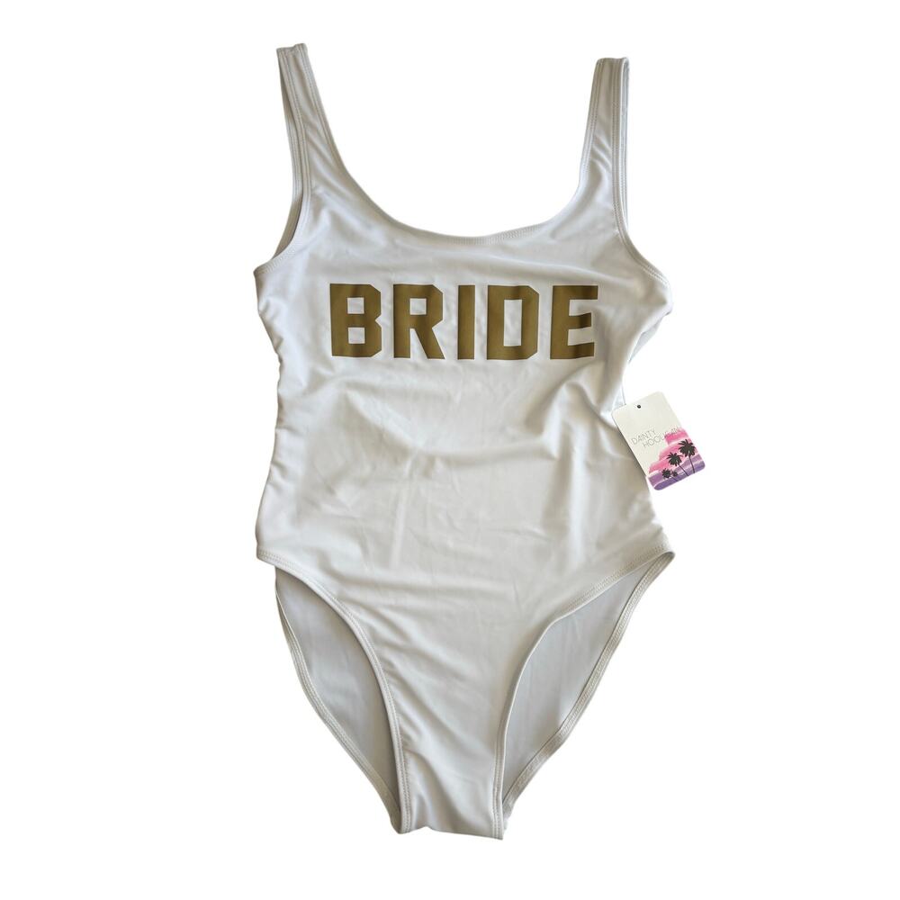 NWT Bride Swimsuit Womens Size Small  Full Coverage  White & Gold